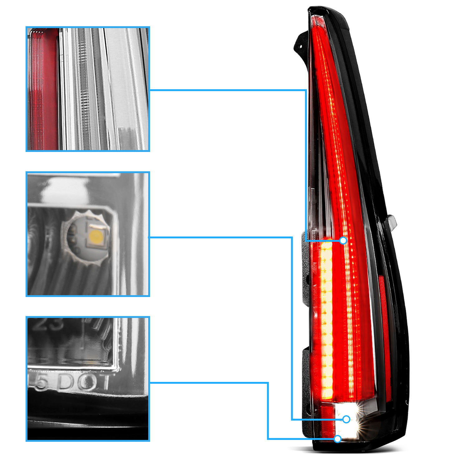 For 20072014 Cadillac Escalade ESV LED New Design Brake Tail Lights Pair eBay